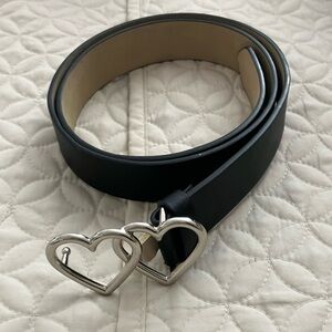 Belt black double hearts Size:40” inches